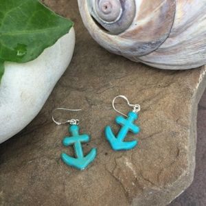 Sterling silver 925' Peruvian Turquoise Anchors drop Earrings